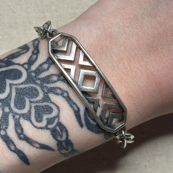 💛 Premier Designs Silver Plated X Face Plate Bracelet / Anklet - Picture 4 of 5
